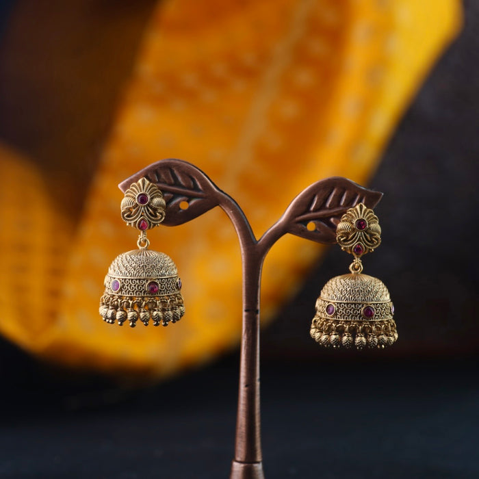 Antique gold ruby  jumka earrings 2301321