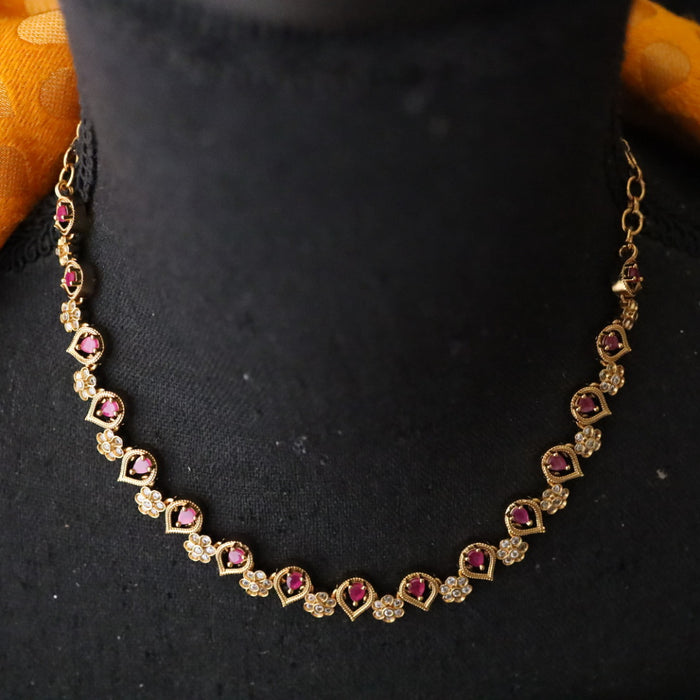 Antique ruby short necklace with earrings 1649983