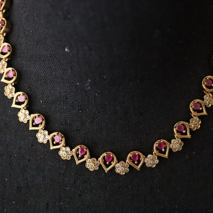 Antique ruby short necklace with earrings 1649983