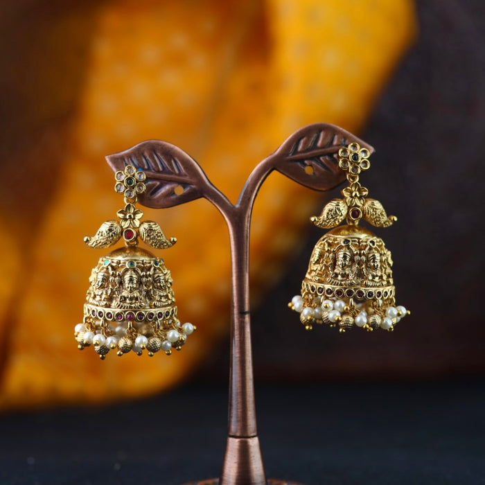 Antique gold temple jumka earrings 2301330