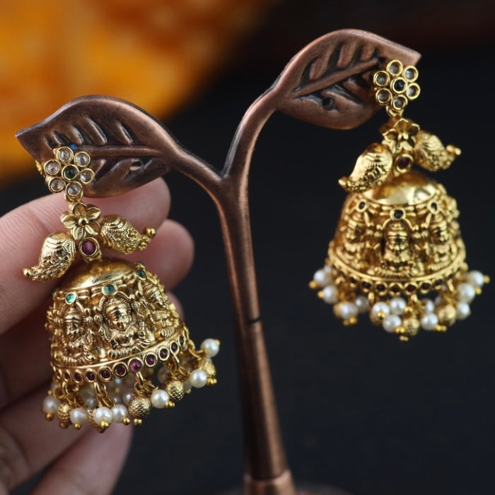 Antique gold temple jumka earrings 2301330