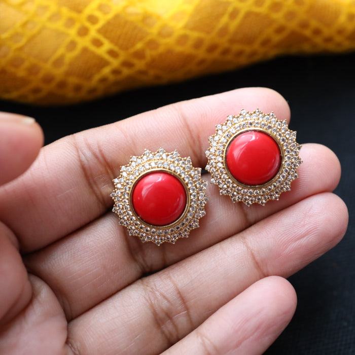 Antique red stone studd earring 466671227