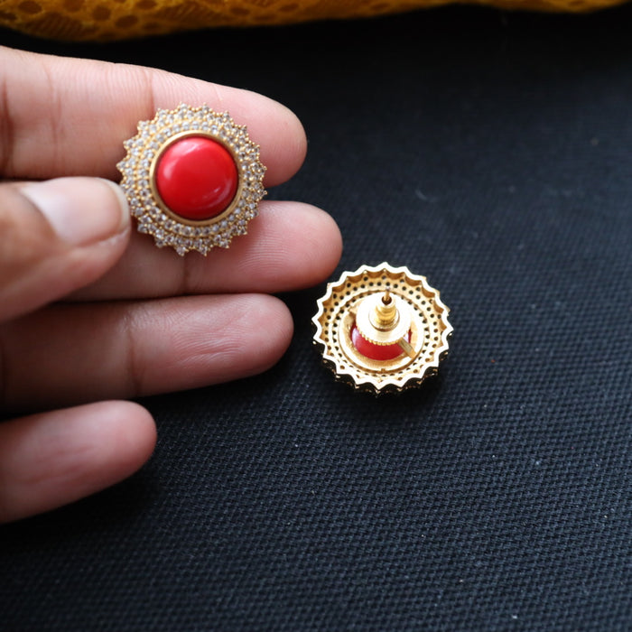 Antique red stone studd earring 466671227