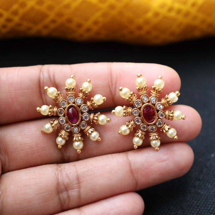 Antique ruby white stone studd earring 4666712295