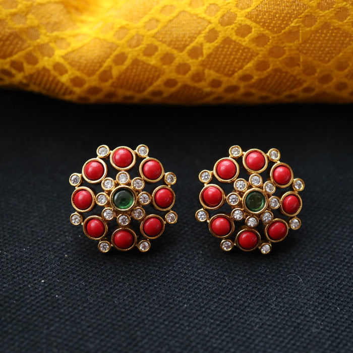 Antique red green stone studd earring 46667122958