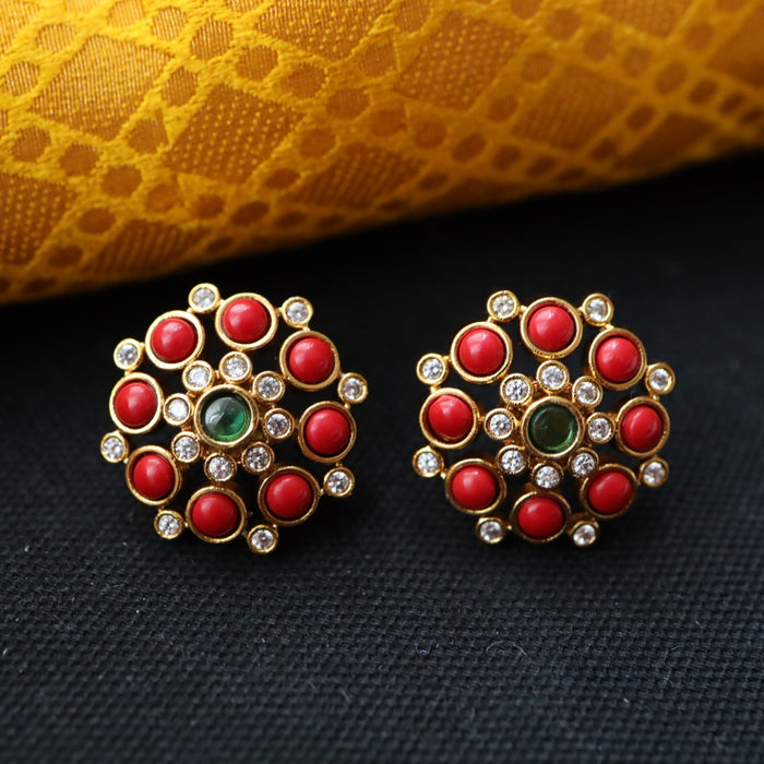 Antique red green stone studd earring 46667122958