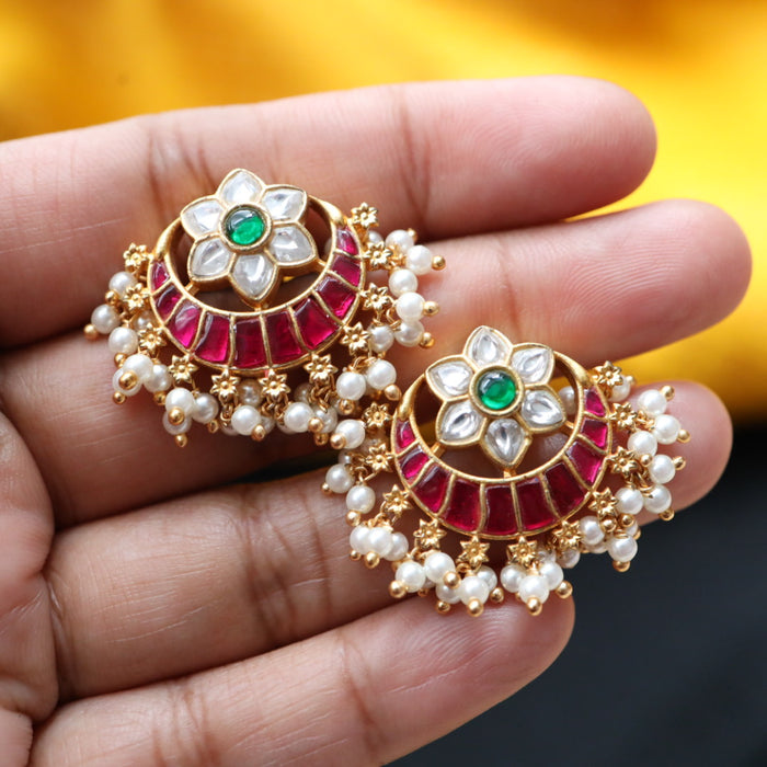 Antique ruby green stone studd earring 46667122959