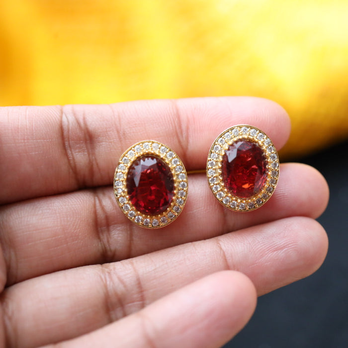 Antique ruby white stone studd earring 46667122963