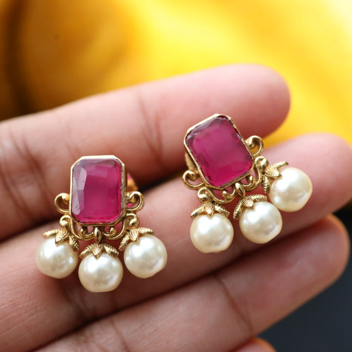 Antique ruby stone studd earring 46667122977