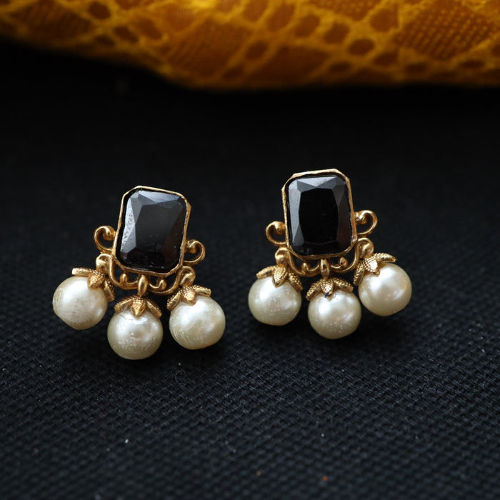 Antique black stone studd earring 46667122980