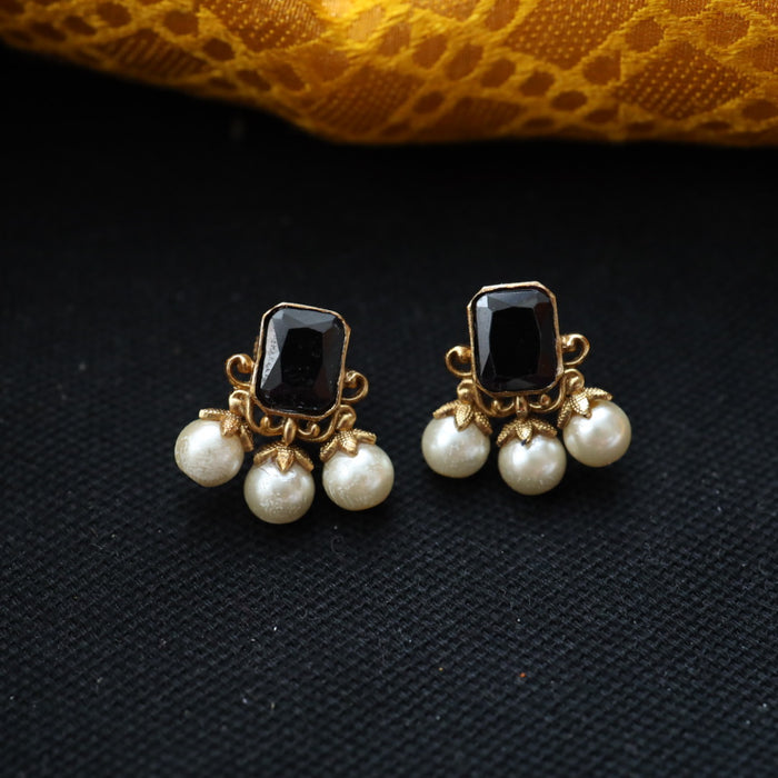 Antique black stone studd earring 46667122980