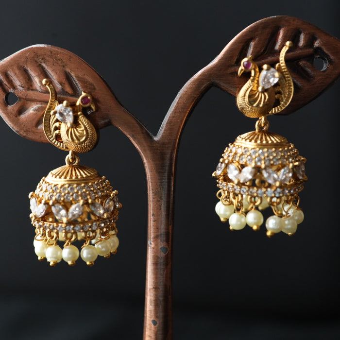 Antique white stone jumka earring 462149