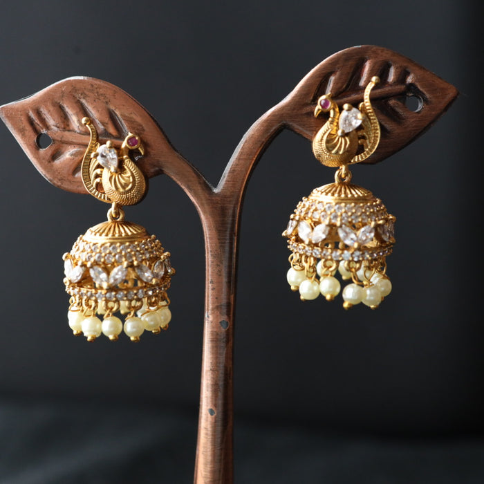 Antique white stone jumka earring 462149