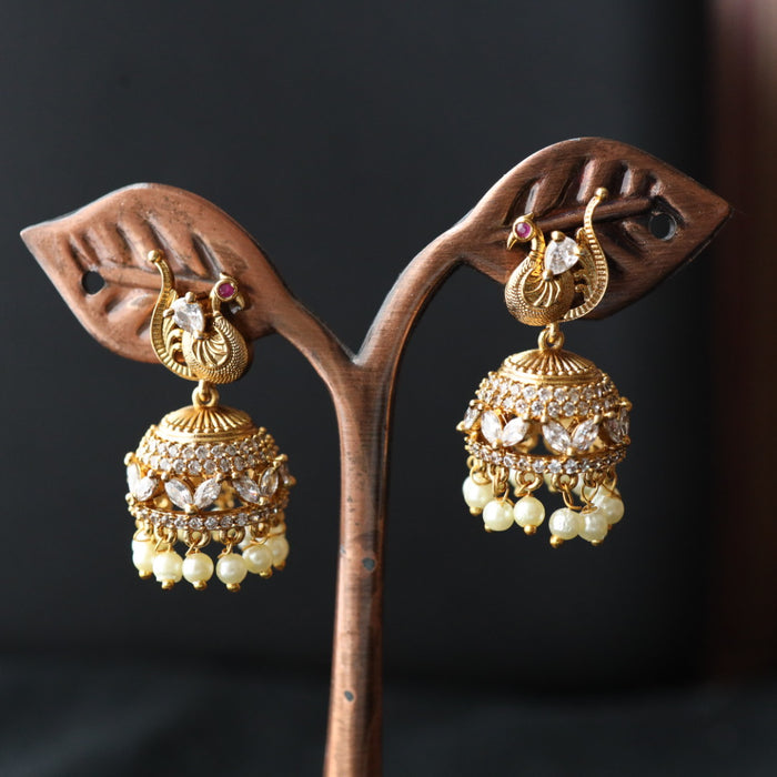 Antique white stone jumka earring 462149