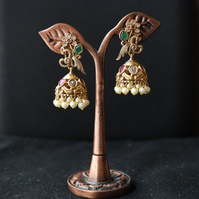 Antique gold small jumka earring 462155