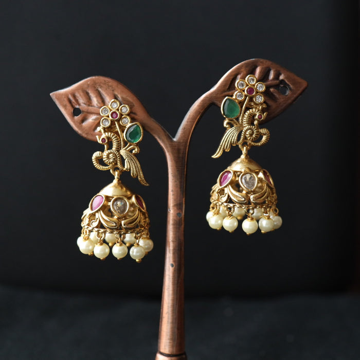 Antique gold small jumka earring 462155