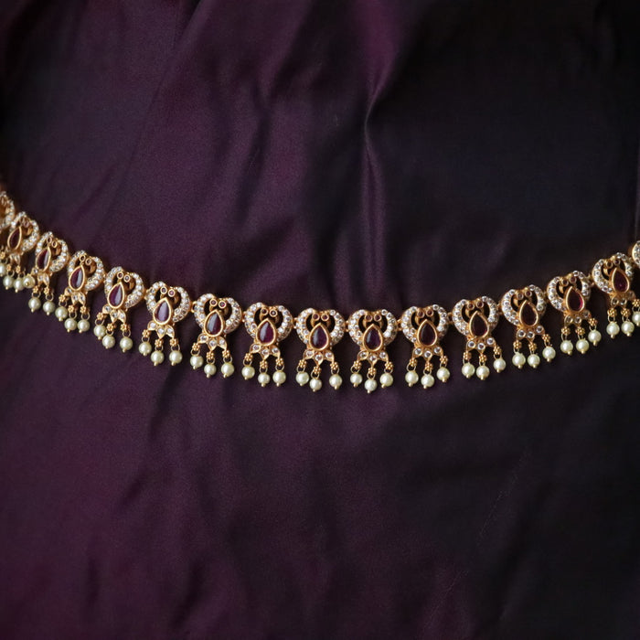 Antique gold long necklace/ waistchain and earrings 81655