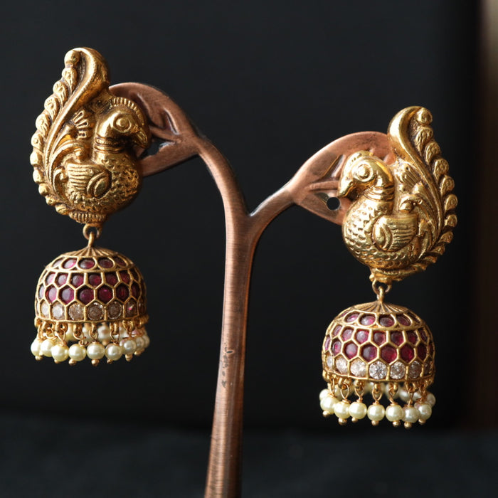 Antique gold ruby stone jumka earring 4666713