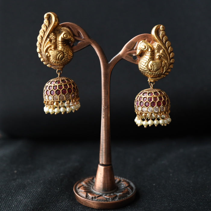 Antique gold ruby stone jumka earring 4666713