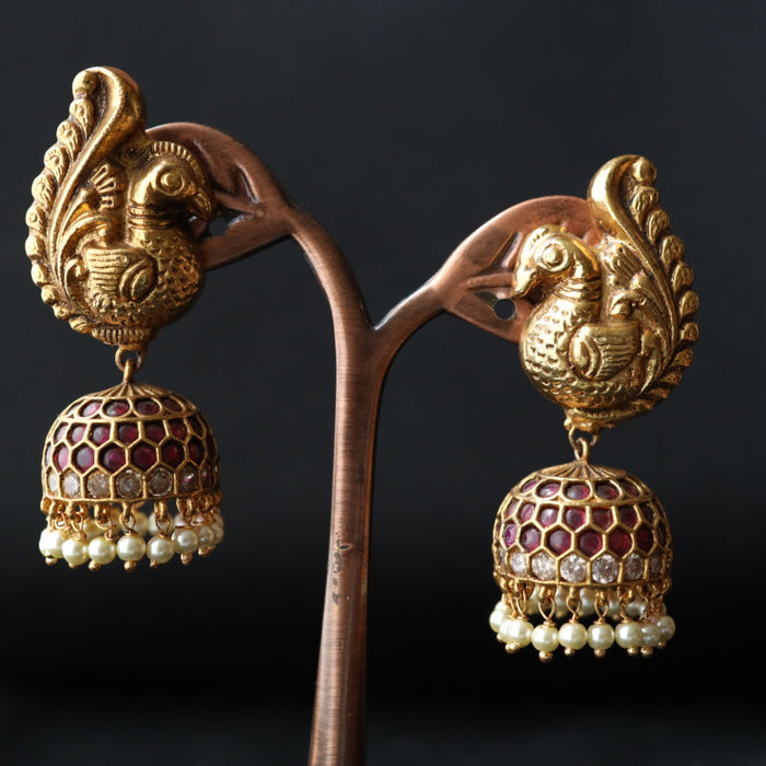 Antique gold ruby stone jumka earring 4666713