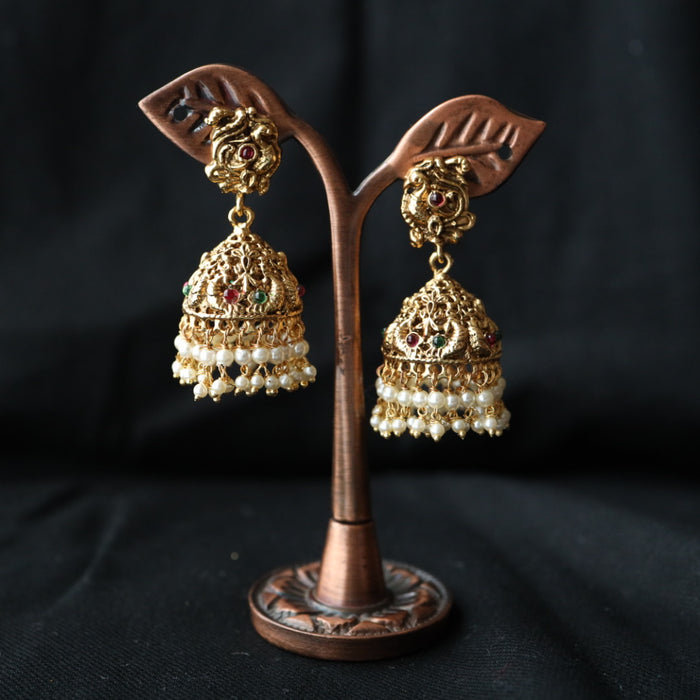 Antique  gold  pearl small jumka earring 462347