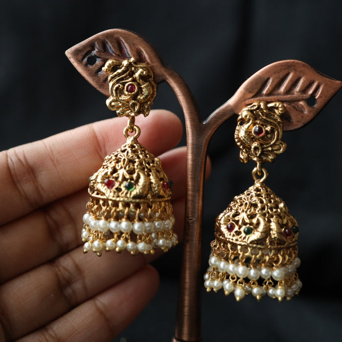 Antique  gold  pearl small jumka earring 462347