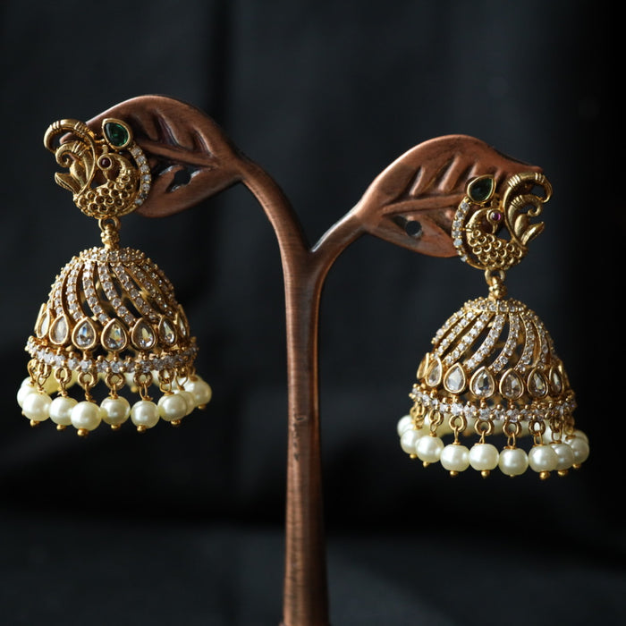 Antique white stone jumka earring 4666712289