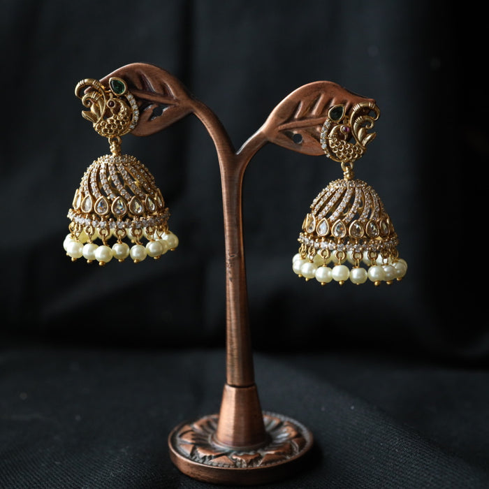 Antique white stone jumka earring 4666712289