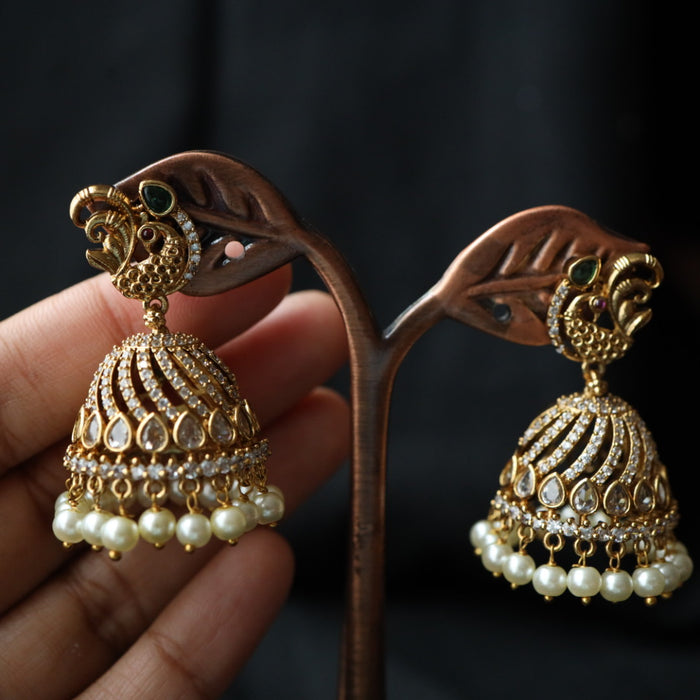 Antique white stone jumka earring 4666712289