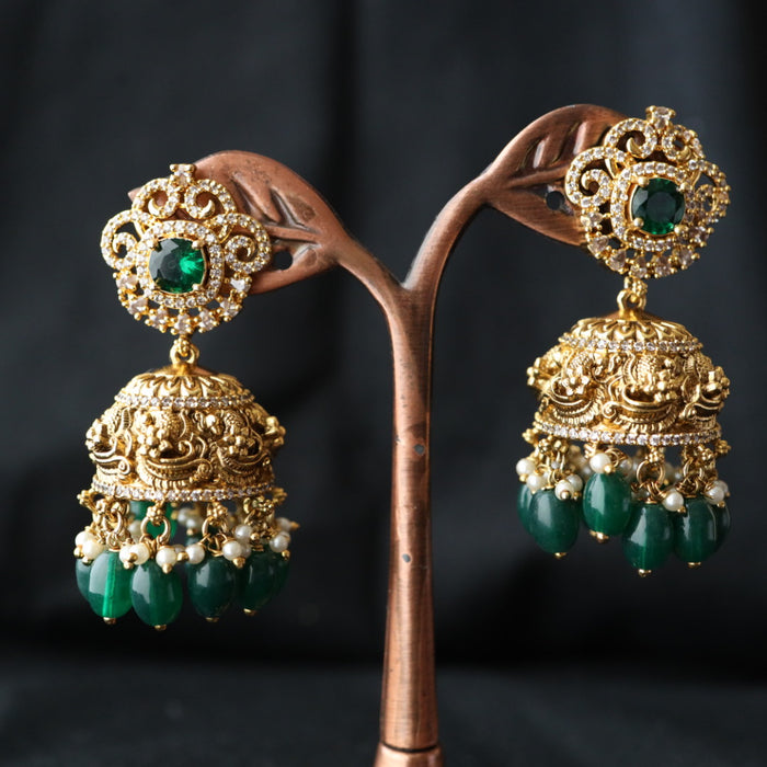 Antique green stone jumka earring 4666722