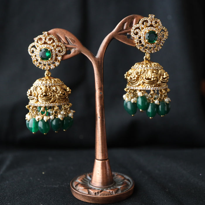 Antique green stone jumka earring 4666722