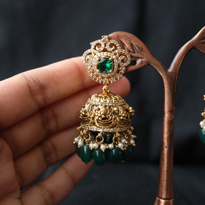 Antique green stone jumka earring 4666722