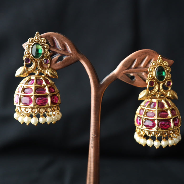 Antique ruby green stone jumka earring 4666725