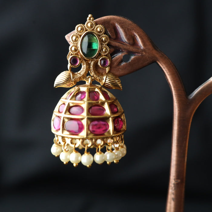 Antique ruby green stone jumka earring 4666725