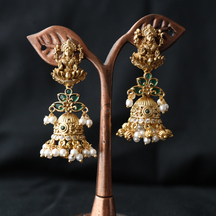 Antique green stone jumka earring 4666721