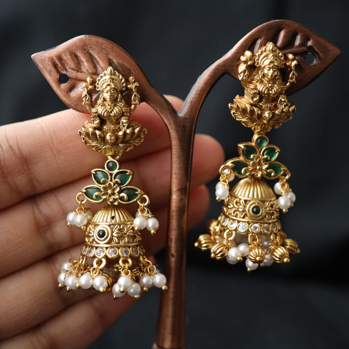 Antique green stone jumka earring 4666721