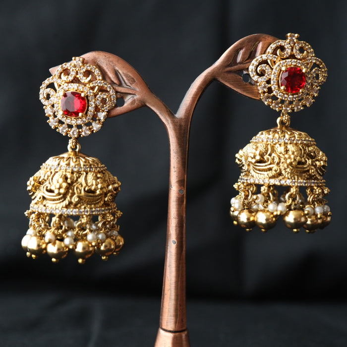 Antique ruby white stone jumka earring 4666720