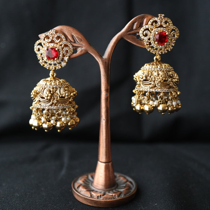 Antique ruby white stone jumka earring 4666720