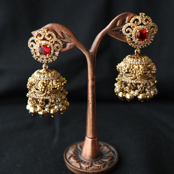 Antique ruby white stone jumka earring 4666720