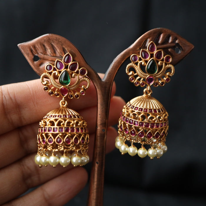 Antique ruby stone jumka earring 462151