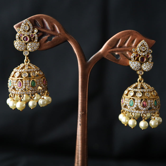 Antique ruby white stone jumka earring 46667122978