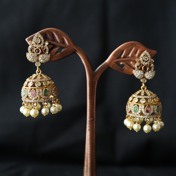 Antique ruby white stone jumka earring 46667122978