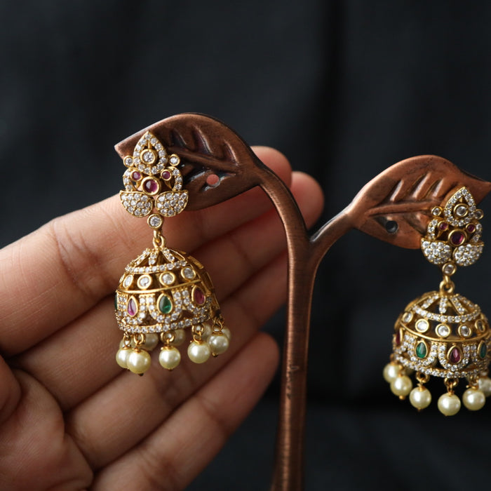 Antique ruby white stone jumka earring 46667122978