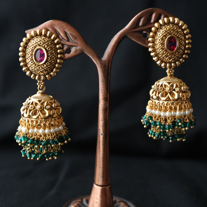 Antique green stone jumka earring 46667122978