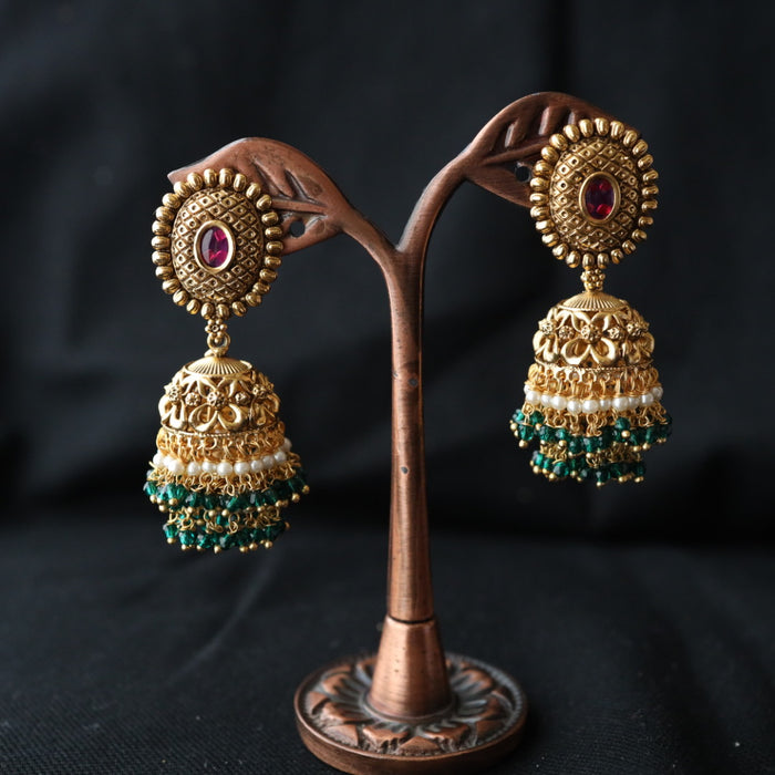 Antique green stone jumka earring 46667122978