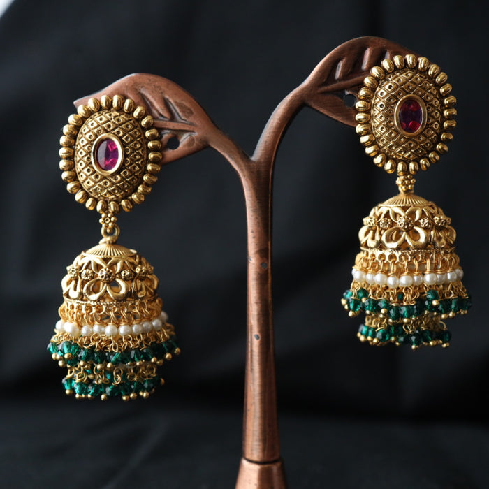 Antique green stone jumka earring 46667122978