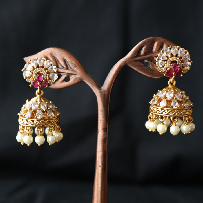 Antique ruby white stone jumka earring 46667122972