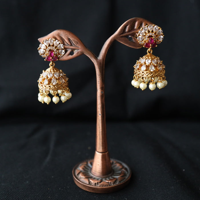 Antique ruby white stone jumka earring 46667122972