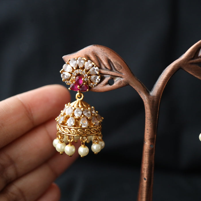 Antique ruby white stone jumka earring 46667122972