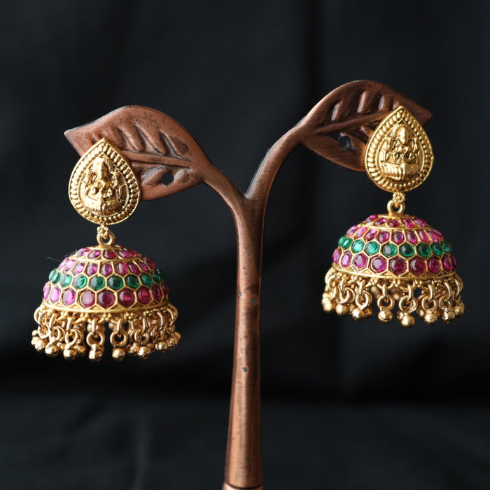 Antique ruby green stone jumka earring 46667122971